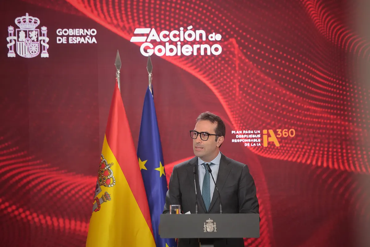 Carlos Cuerpo durante su intervención en el acto del Plan IA360
